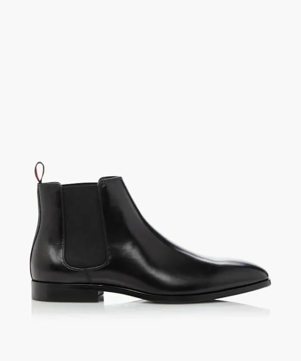 Dune London Black Boots Men Mantle Black AlmondToe Chelsea Boots Black Leather