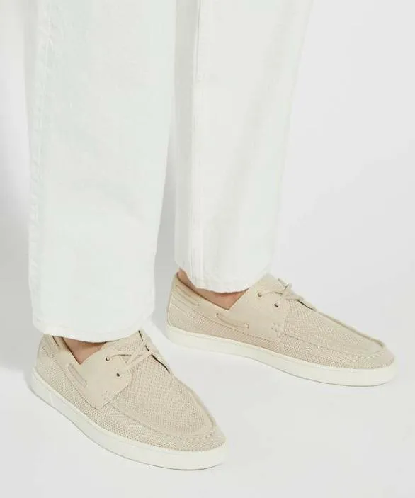 Dune London Boat Shoes Men Blaizerss Cream Knitted Boat Shoes Neutral