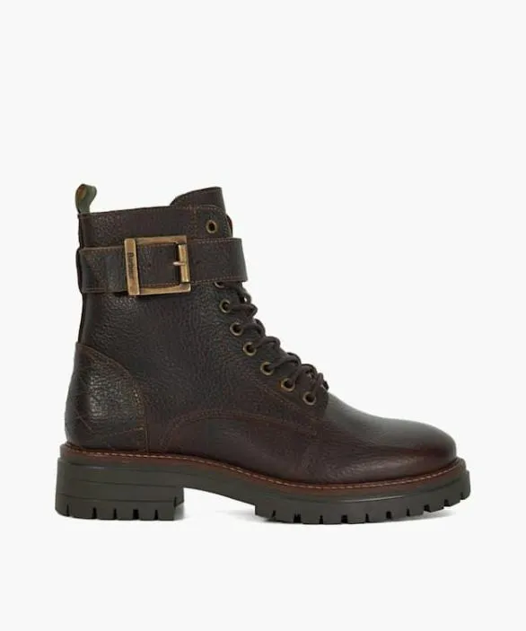 Dune London Brown Boots Women Barbour Heidi L Brown LaceUp Leather Commando Boots Brown
