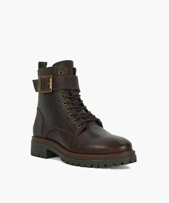 Dune London Brown Boots Women Barbour Heidi L Brown LaceUp Leather Commando Boots Brown