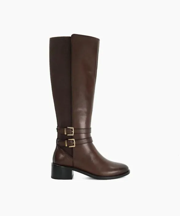 Dune London Brown Boots Women Tatter Brown Leather Knee High Riding Boots Brown