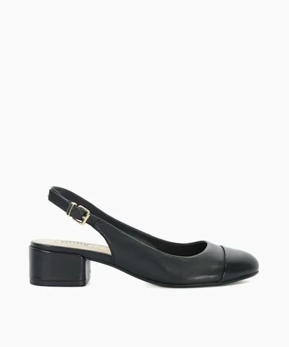 Dune London Court Shoes Women Casing Black Leather ToeCap SlingBacks Black