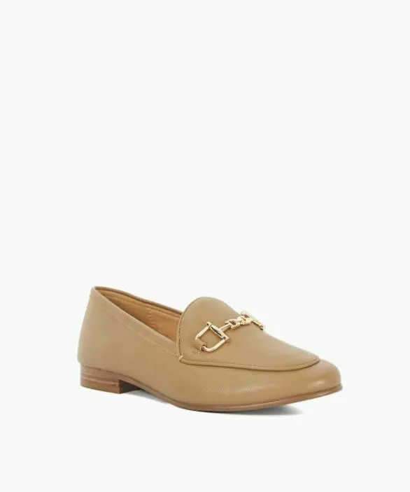 Dune London Loafers Women Glair Caramel Caramel Leather Snaffle Trim Shoes Neutral