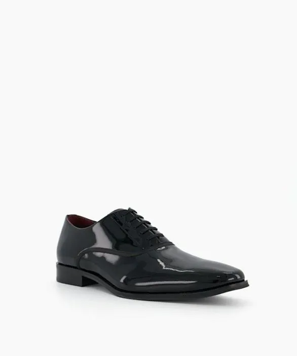 Dune London Wide Fit Shoes Men Swallow Black Wide Fit Patent Leather Oxford Shoes Black