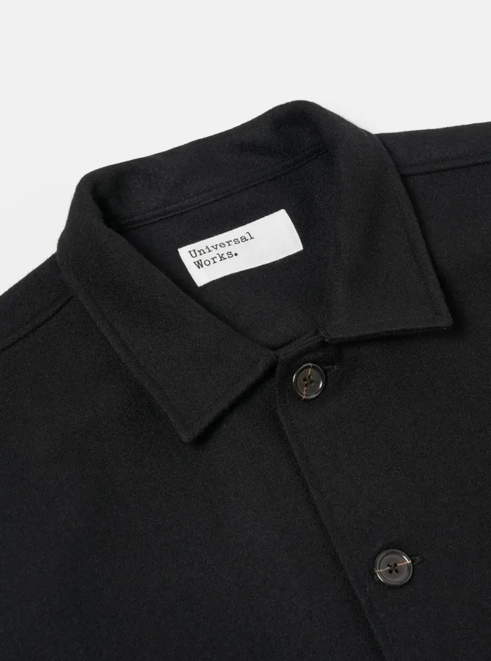 Easy Jacket In Black Melton Men Universal Works Overshirts