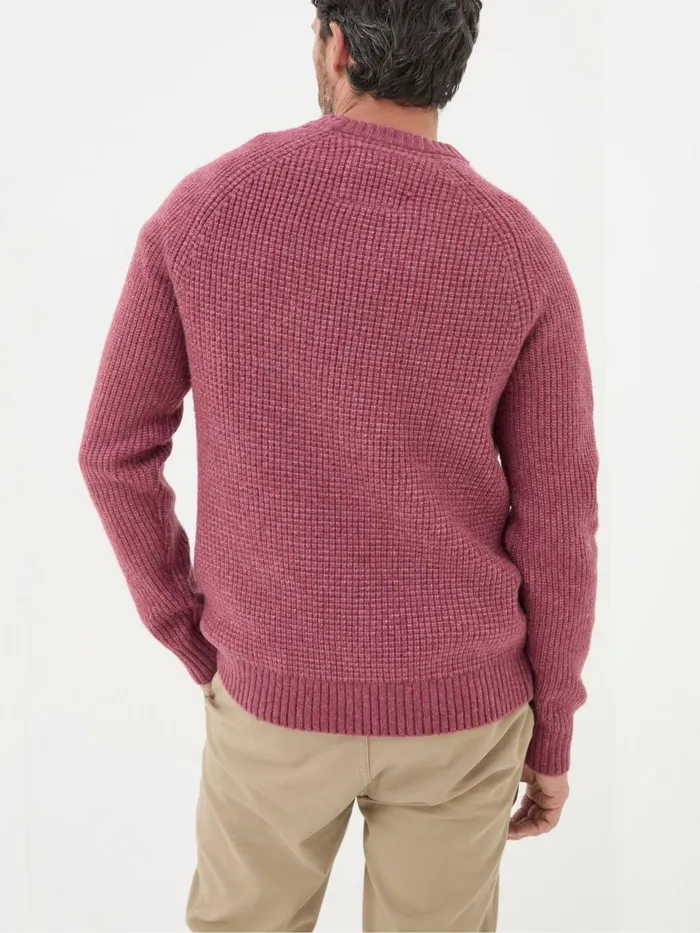 Fat Face Knitwear Calder Dark Pink Crew Neck Jumper 8211 Men