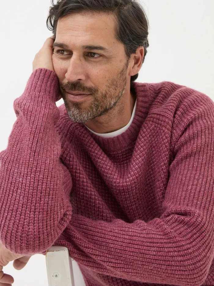 Fat Face Knitwear Calder Dark Pink Crew Neck Jumper 8211 Men