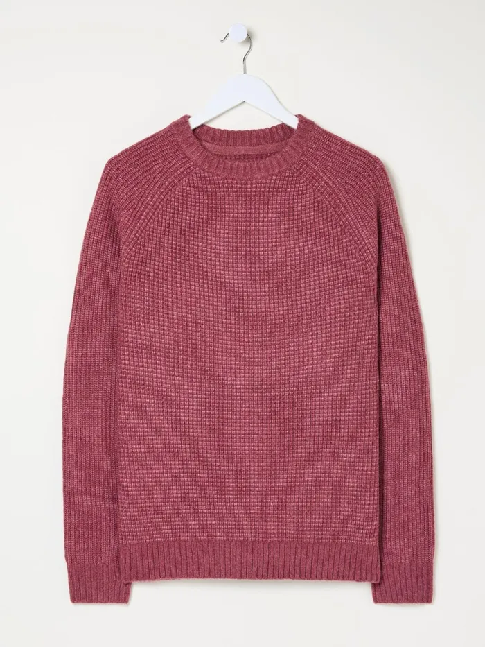 Fat Face Knitwear Calder Dark Pink Crew Neck Jumper 8211 Men