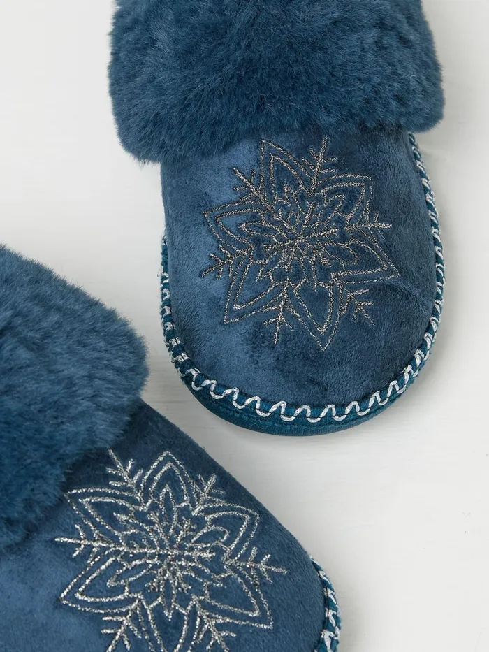 Fat Face Pyjamas and Nightwear Maia Dark Teal Blue Snowflake Mules 8211 Women Fat Face Pyjamas and Nightwear Maia Dark Teal Blue Snowflake Mules 8211 Women