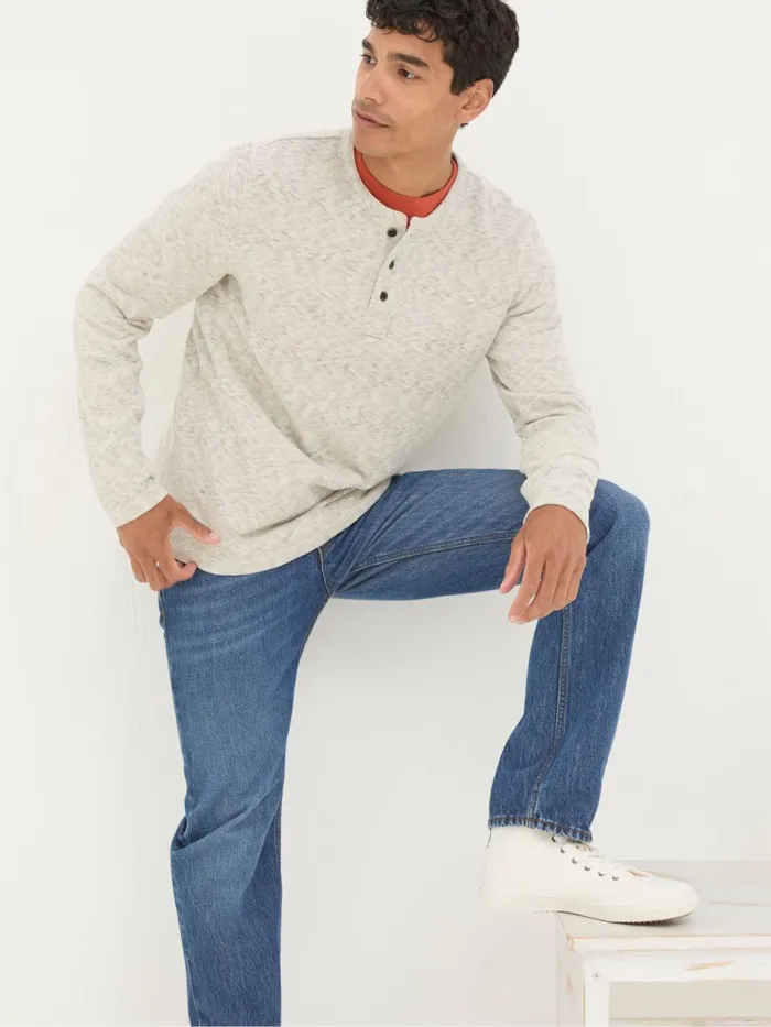 Fat Face TShirts Arundel Ecru White Textured Henley TShirt 8211 Men