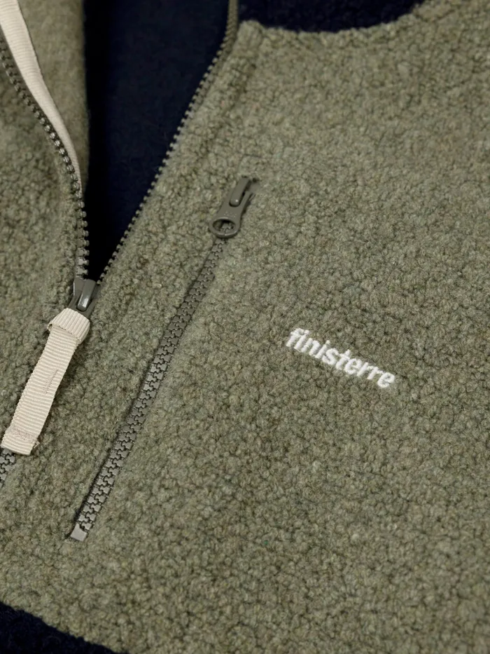 Finisterre Fleece Men Hegen 14 Zip Wool Fleece Willow Greennavy