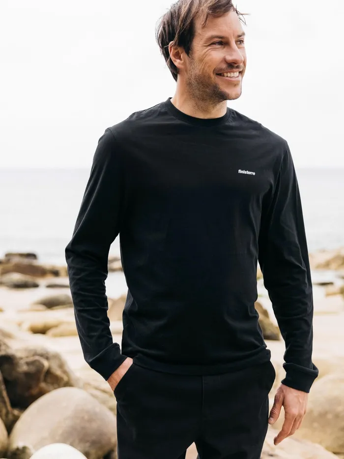 Finisterre TShirts Men Harlyn Logo Long Sleeve TShirt Black