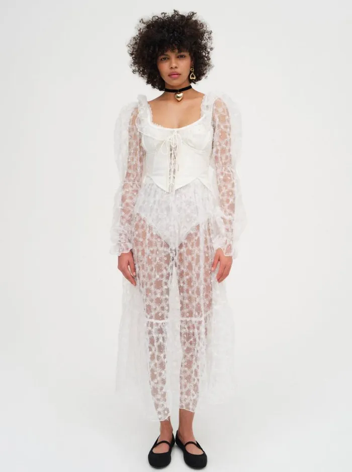 For Love and Lemons Dresses Kalea Tulle Maxi Dress White 8211 Women