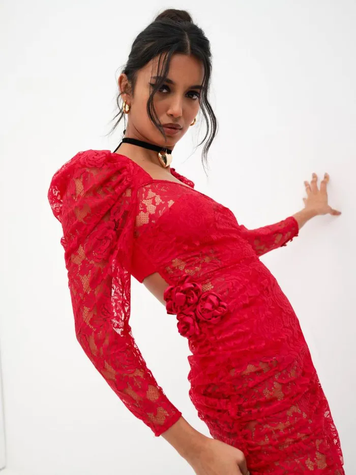 For Love and Lemons Dresses Kana Midi Dress Red 8211 Women