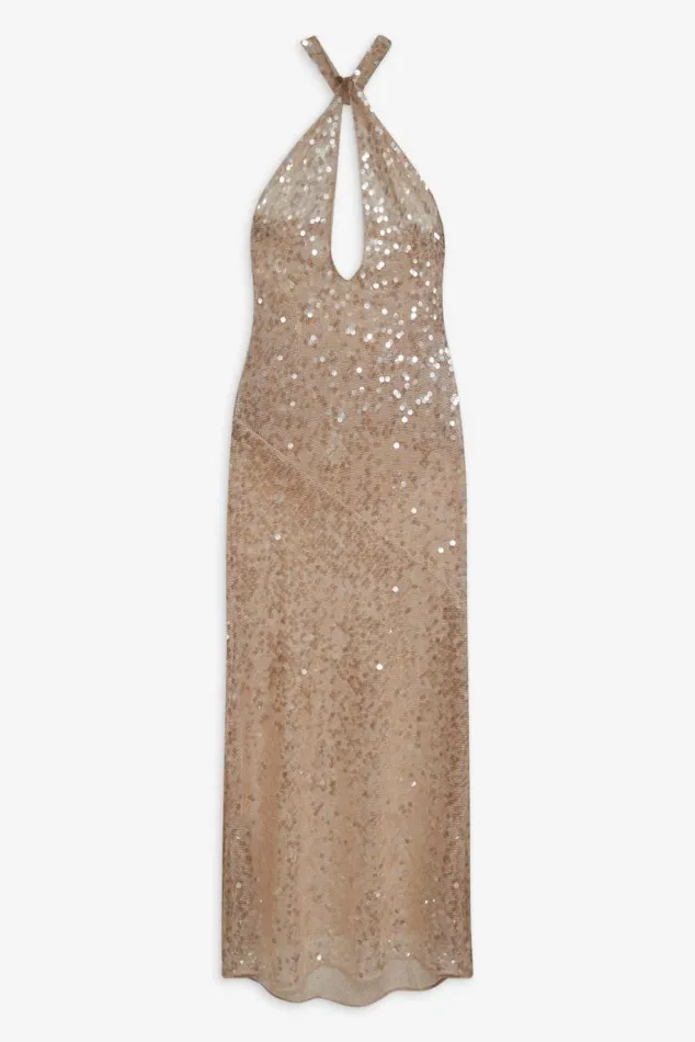 For Love and Lemons Dresses Sydney Sequin Maxi Dress Neutral 8211 Women