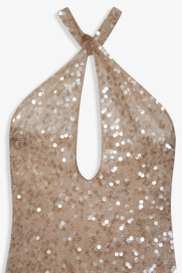 For Love and Lemons Dresses Sydney Sequin Maxi Dress Neutral 8211 Women