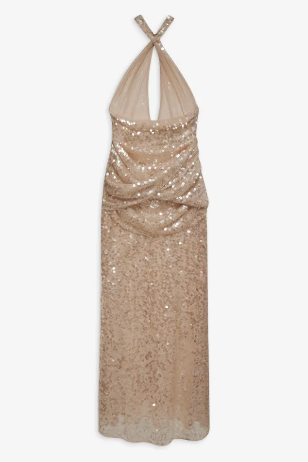 For Love and Lemons Dresses Sydney Sequin Maxi Dress Neutral 8211 Women