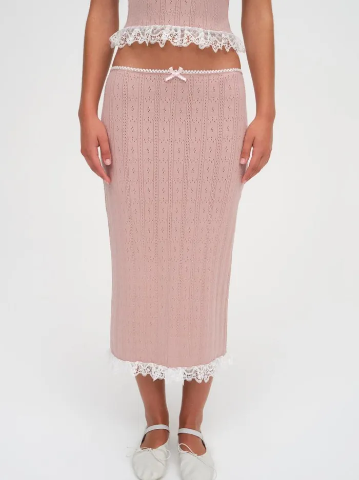 For Love and Lemons Knitwear Andy Knit Midi Skirt Pink 8211 Women For Love and Lemons Knitwear Andy Knit Midi Skirt Pink 8211 Women