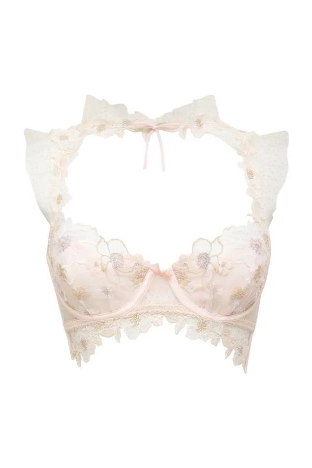 For Love and Lemons Lingerie Mae High Neck Underwire Bra White 8211 Women