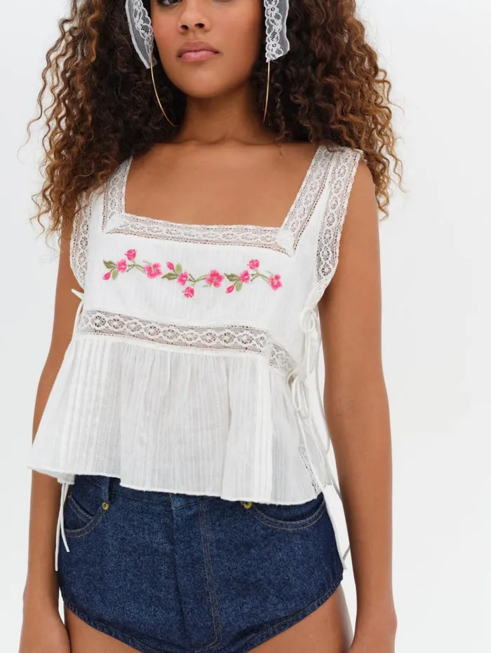 For Love and Lemons Tops Jolene Embroidered Top White 8211 Women