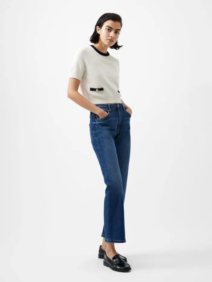 French Connection Babysoft Short Sleeve Top Classic Creammarine Women Jumpers and Cardigans