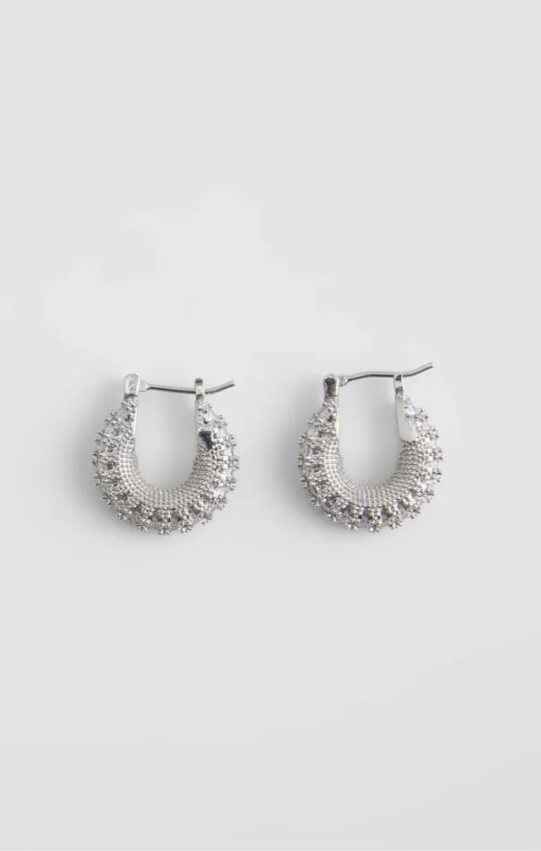 French Connection Chunky Delicate Diamante Mini Hoop Earrings Silverdiamante Women Jewellery French Connection Chunky Delicate Diamante Mini Hoop Earrings Silverdiamante Women Jewellery