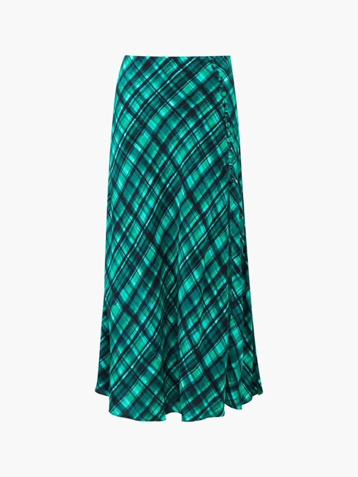 French Connection Dani Eco Check Delphine Midi Skirt Jelly Beanforest Women Skirts