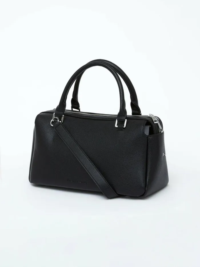 French Connection Jeenaa X Textured Bowling Bag Textured Black Women Bags and Purses