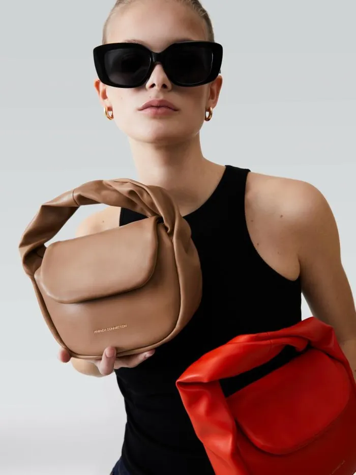 French Connection PU Mini Soft Handbag Tobacco Brown Women Bags and Purses