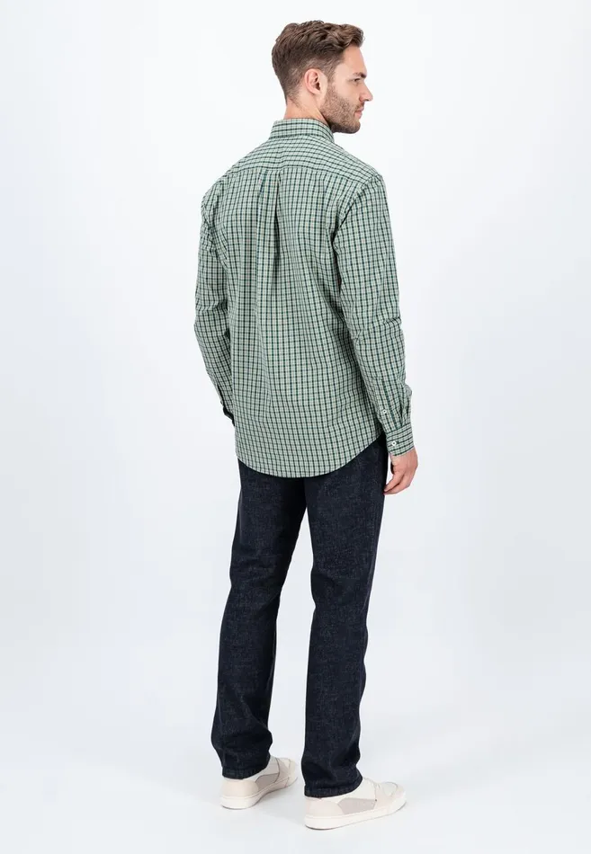 FYNCHHATTON Carroted Shirt With Buttondown Collar Dark Emeraldmidnight Men Shirts