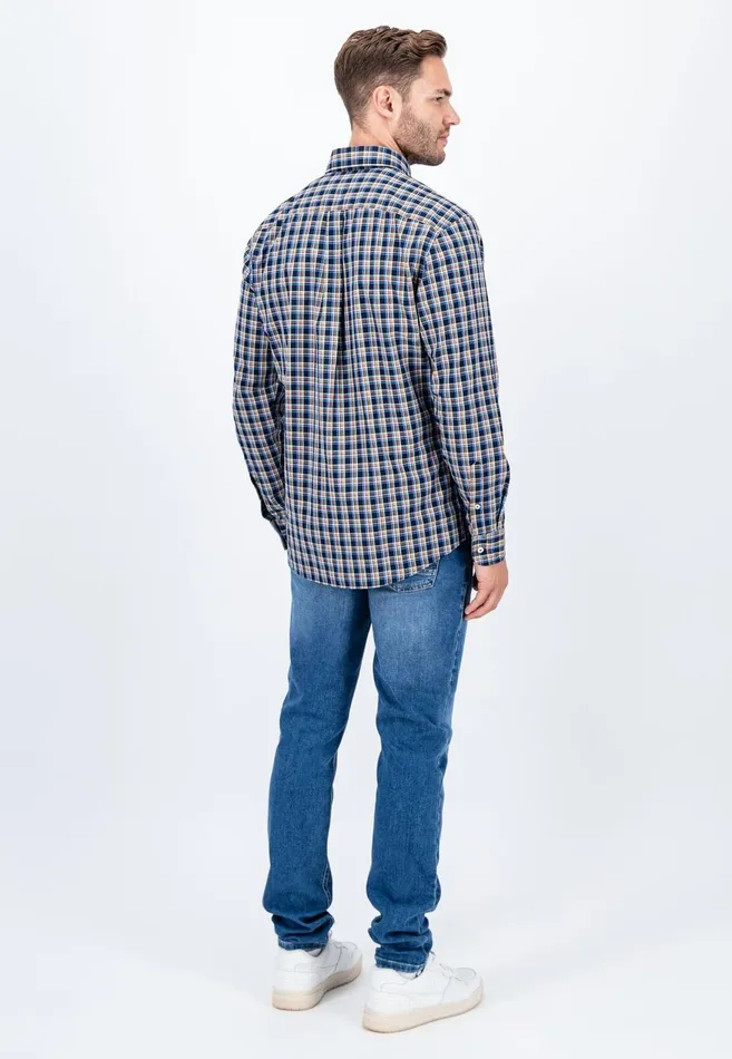FYNCHHATTON Carroted Shirt With Buttondown Collar Navywhite Men Shirts