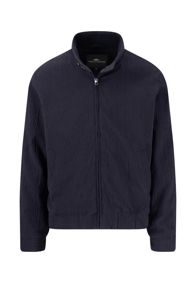 FYNCHHATTON Jacket With A Stand up Collar And Travel Closure Dark Navyblue Striped Men Jackets and Coats