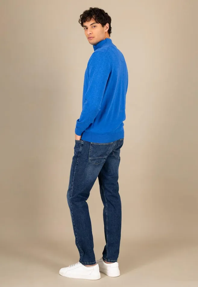 FYNCHHATTON Knitting Sweater With A Troyer Collar Poppy Redstrong Bluesummer Breezesplashy Oceanturf Greenmalagajade Men Sweater