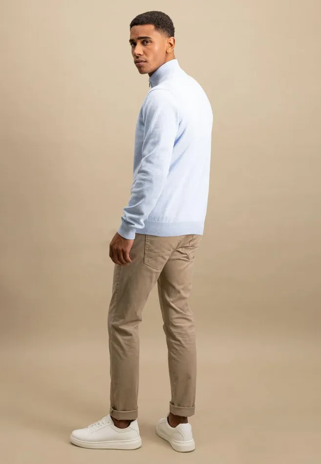 FYNCHHATTON Knitting Sweater With A Troyer Collar Poppy Redstrong Bluesummer Breezesplashy Oceanturf Greenmalagajade Men Sweater