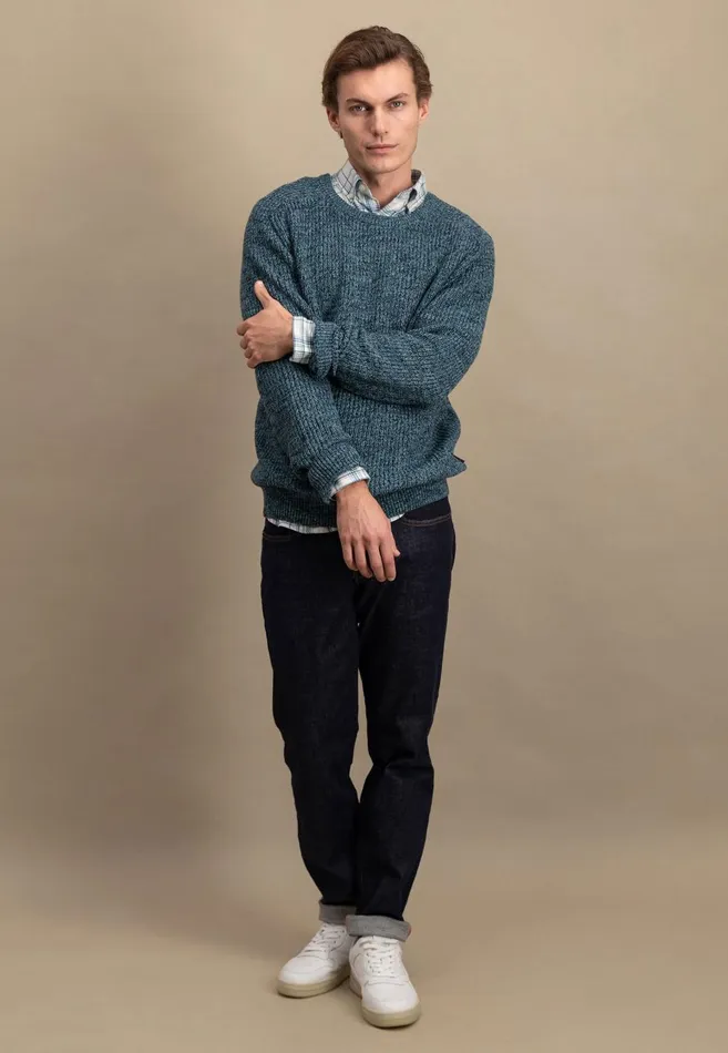 FYNCHHATTON Moulin Sweater Made Of Cotton Dark Tealruby Redflame Men Sweater