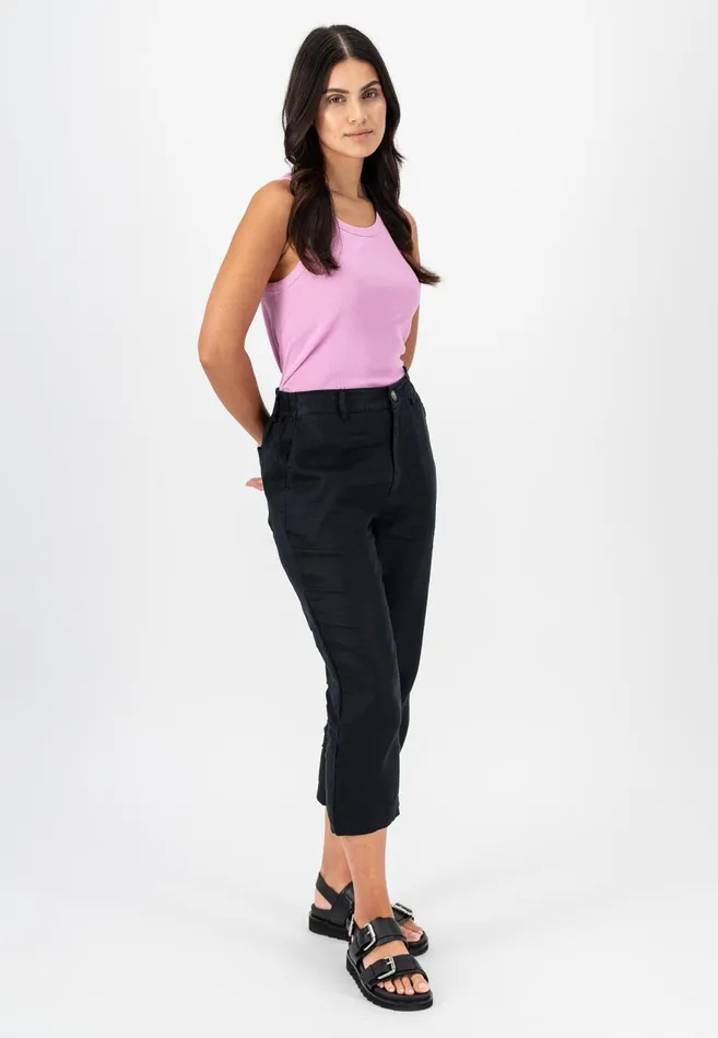 FYNCHHATTON Soft 78 Pants Made Of Linen Whitereed Greensafari Beigeblackbright Apricot Women Pants