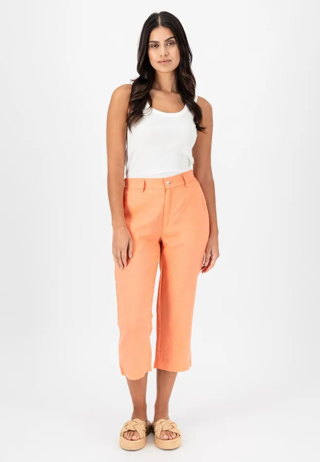 FYNCHHATTON Soft 78 Pants Made Of Linen Whitereed Greensafari Beigeblackbright Apricot Women Pants