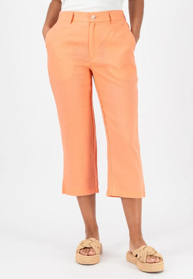 FYNCHHATTON Soft 78 Pants Made Of Linen Whitereed Greensafari Beigeblackbright Apricot Women Pants