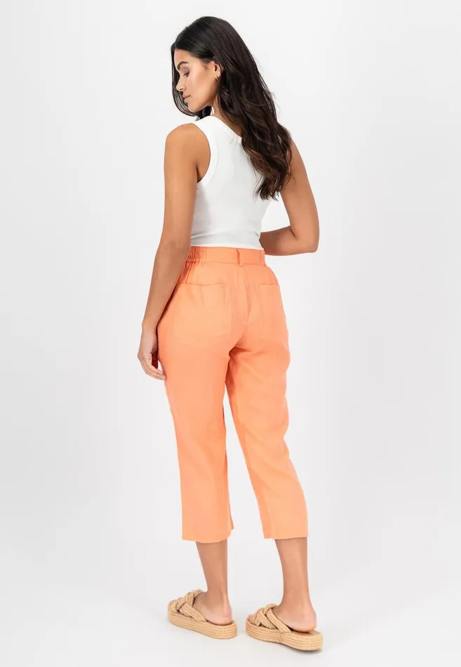FYNCHHATTON Soft 78 Pants Made Of Linen Whitereed Greensafari Beigeblackbright Apricot Women Pants