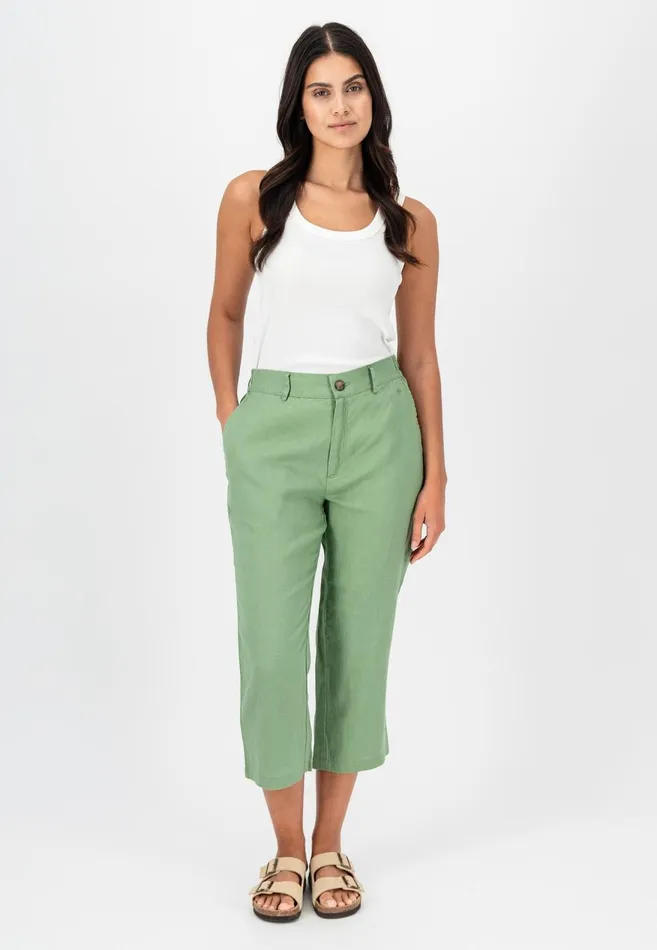 FYNCHHATTON Soft 78 Pants Made Of Linen Whitereed Greensafari Beigeblackbright Apricot Women Pants