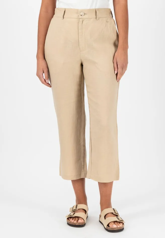 FYNCHHATTON Soft 78 Pants Made Of Linen Whitereed Greensafari Beigeblackbright Apricot Women Pants