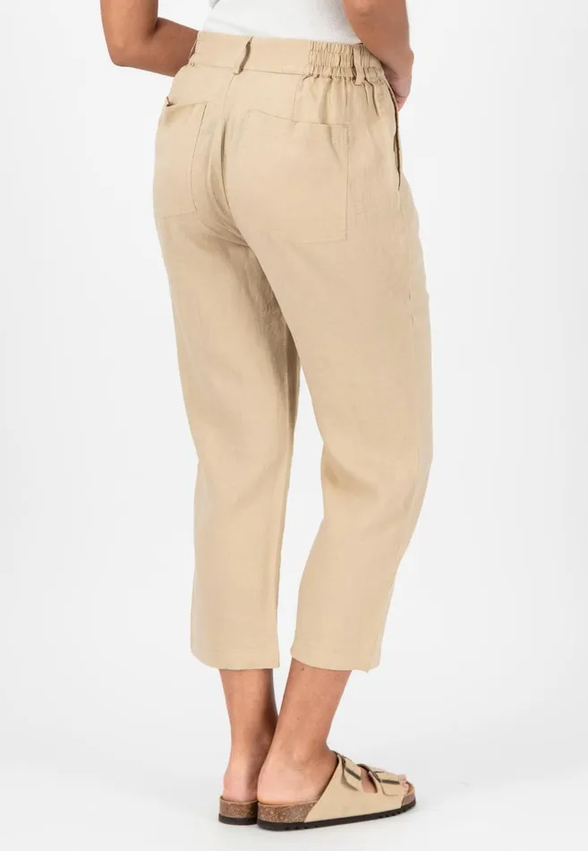 FYNCHHATTON Soft 78 Pants Made Of Linen Whitereed Greensafari Beigeblackbright Apricot Women Pants