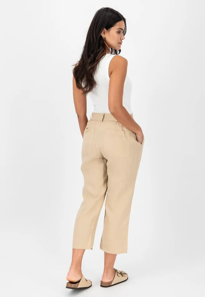 FYNCHHATTON Soft 78 Pants Made Of Linen Whitereed Greensafari Beigeblackbright Apricot Women Pants