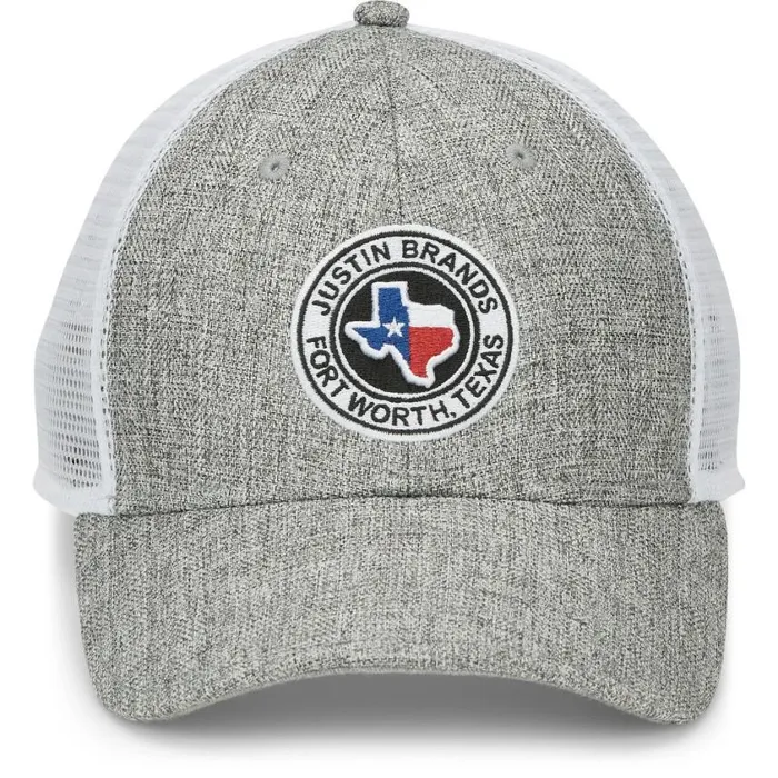 Hats and Caps Men Justin Boots Justin Brands Texas Logo Cap Greywhite Mesh 040grey041