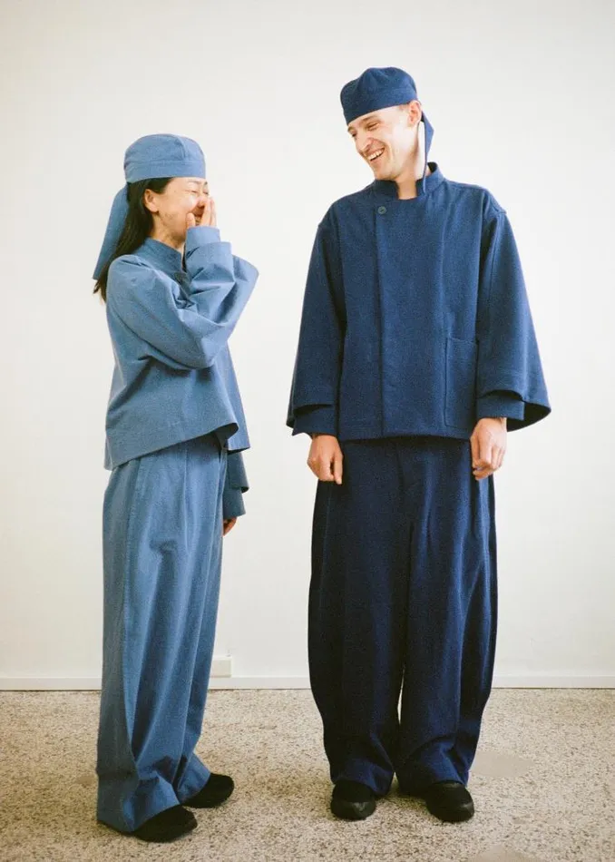 Henrik Vibskov Boutique Chef039s Pants 8211 Dark Blue Men Pants