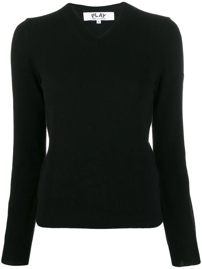 Henrik Vibskov Boutique Womens VNeck Pullover Red Heart 8211 Black Women Knitwear Henrik Vibskov Boutique Womens VNeck Pullover Red Heart 8211 Black Women Knitwear