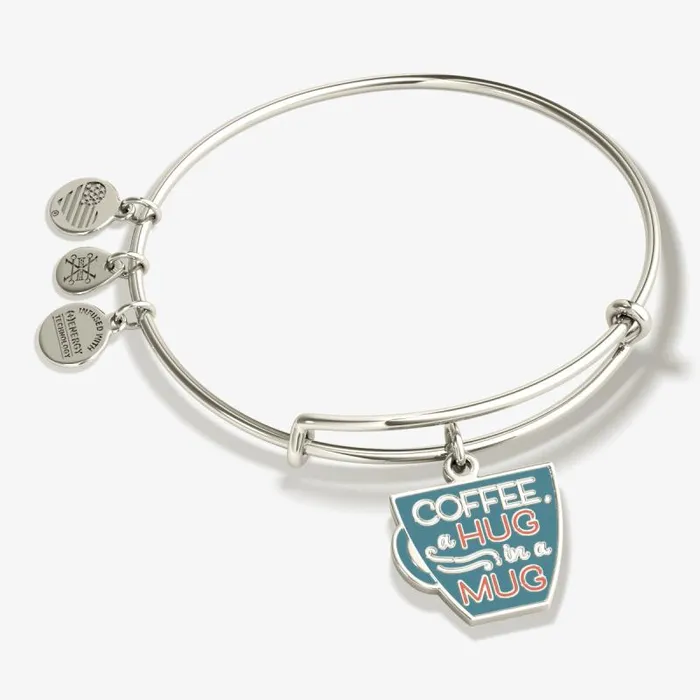 Iconic Women Alex And Ani Coffee A Hug In A Mug039 Charm Bangle Bracelet Shiny Silver Iconic Women Alex And Ani Coffee A Hug In A Mug039 Charm Bangle Bracelet Shiny Silver