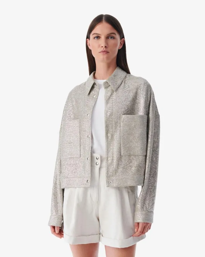 Jackets and Coats Women IRO SUZEL CROPPED LUREX JERSEY JACKET