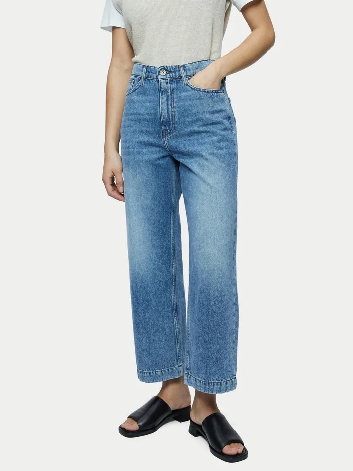 Jigsaw Jeans Women Tyne Cropped Wide Leg Jean Cream