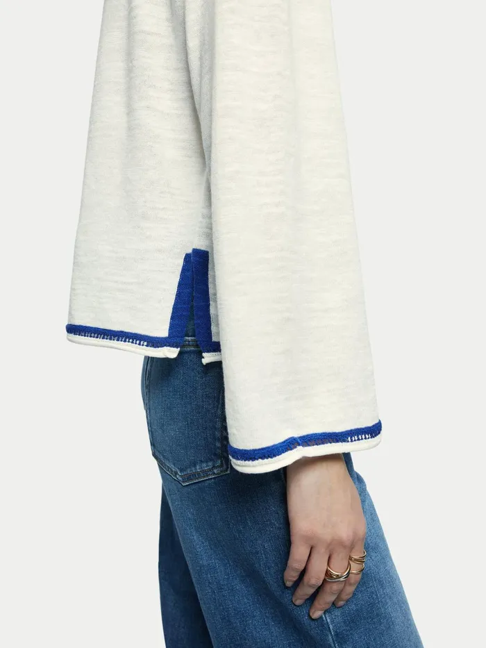 Jigsaw Knitwear and Cashmere Women Linen Cotton Embroidered Jumper Cream